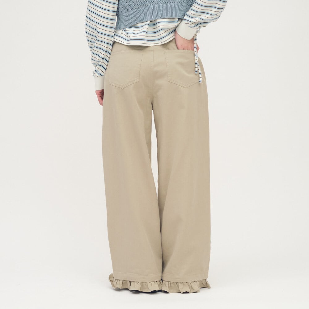 2WAY 可拆荷葉下擺寬褲