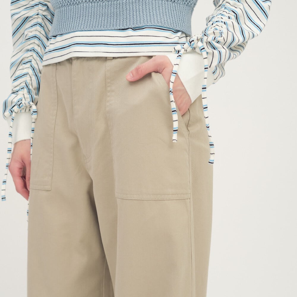 2WAY 可拆荷葉下擺寬褲