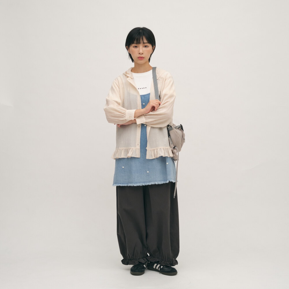 水洗棉花苞褲