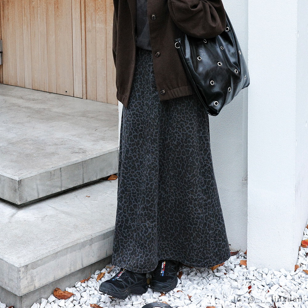 A-LINE豹紋裙