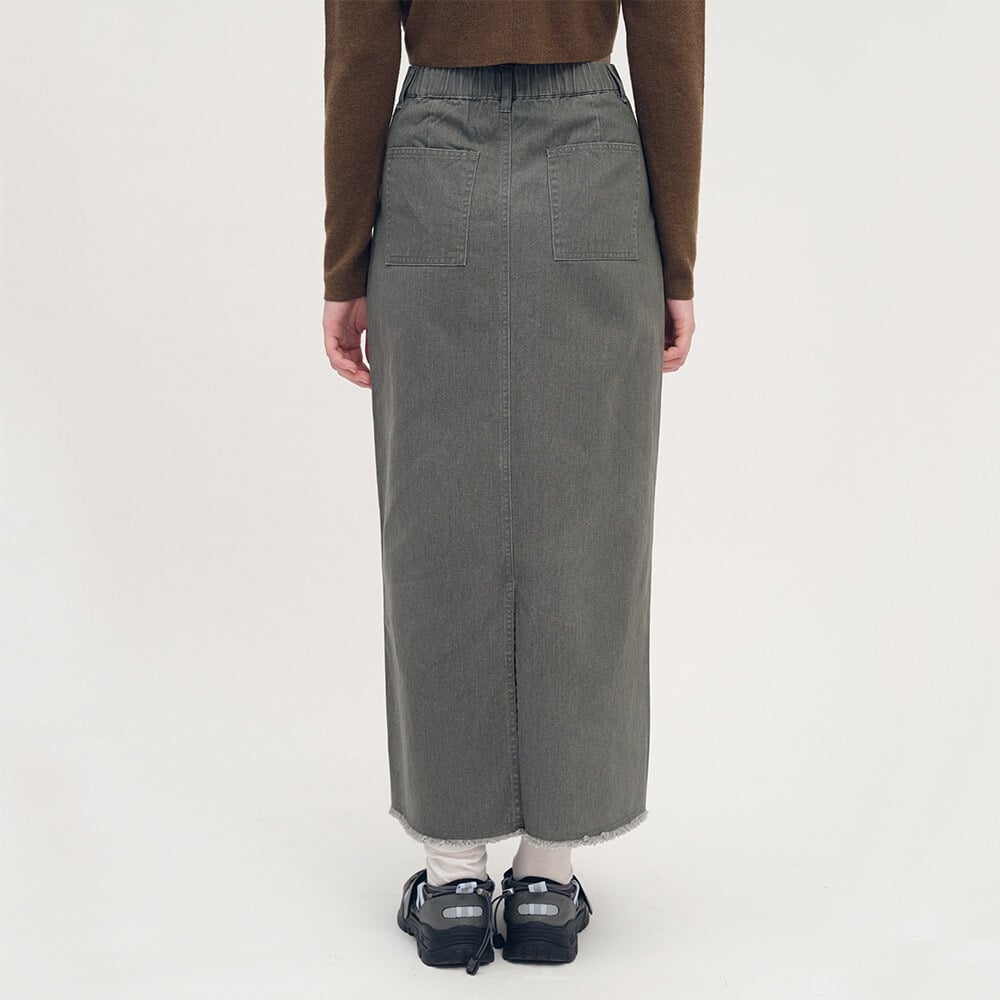 不收邊水洗長裙