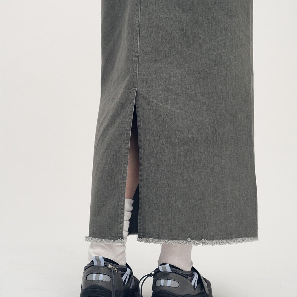 不收邊水洗長裙