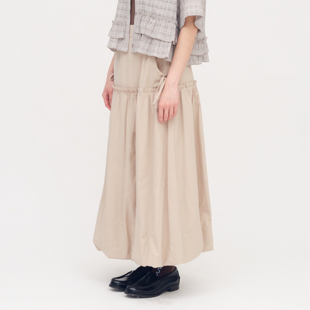 綁帶剪接氣球裙