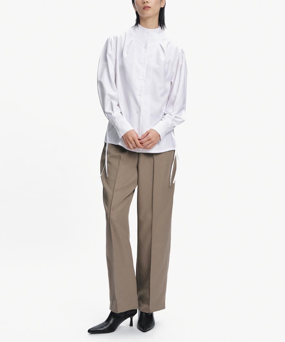 下擺抽繩襯衫 Pleated Collar Drawstring Shirt