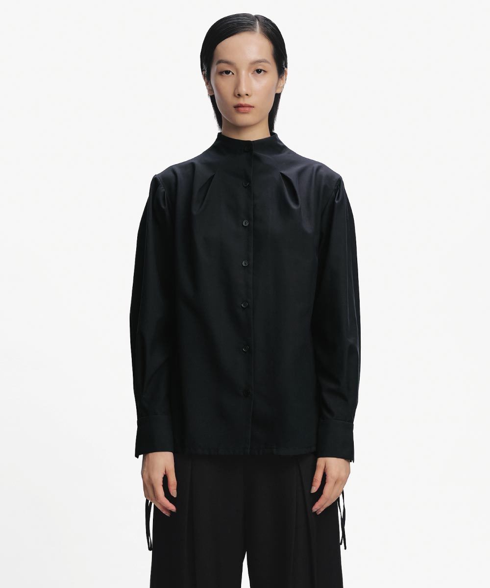 下擺抽繩襯衫 Pleated Collar Drawstring Shirt