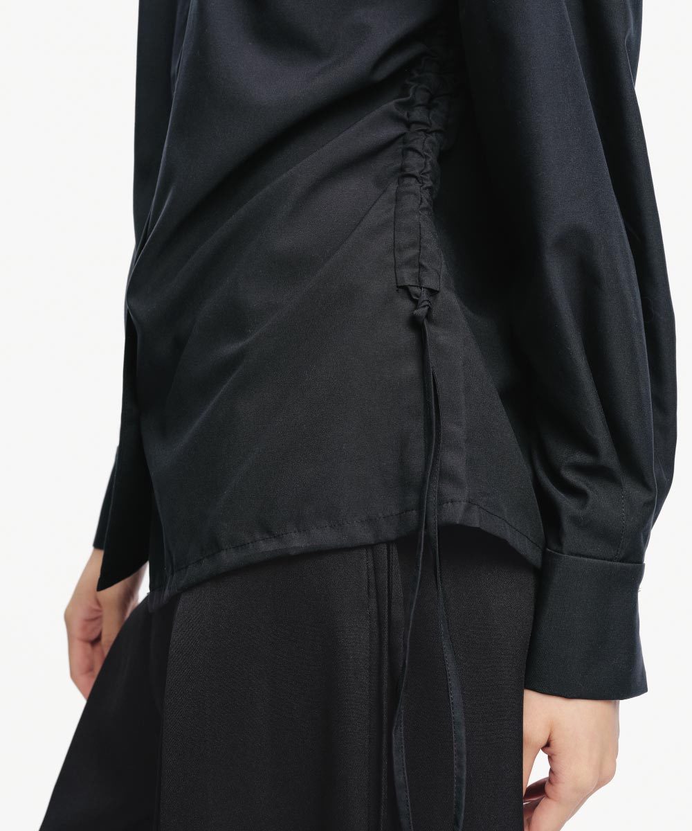 下擺抽繩襯衫 Pleated Collar Drawstring Shirt