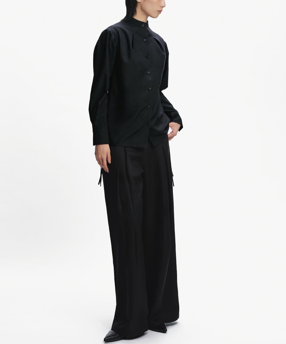 下擺抽繩襯衫 Pleated Collar Drawstring Shirt