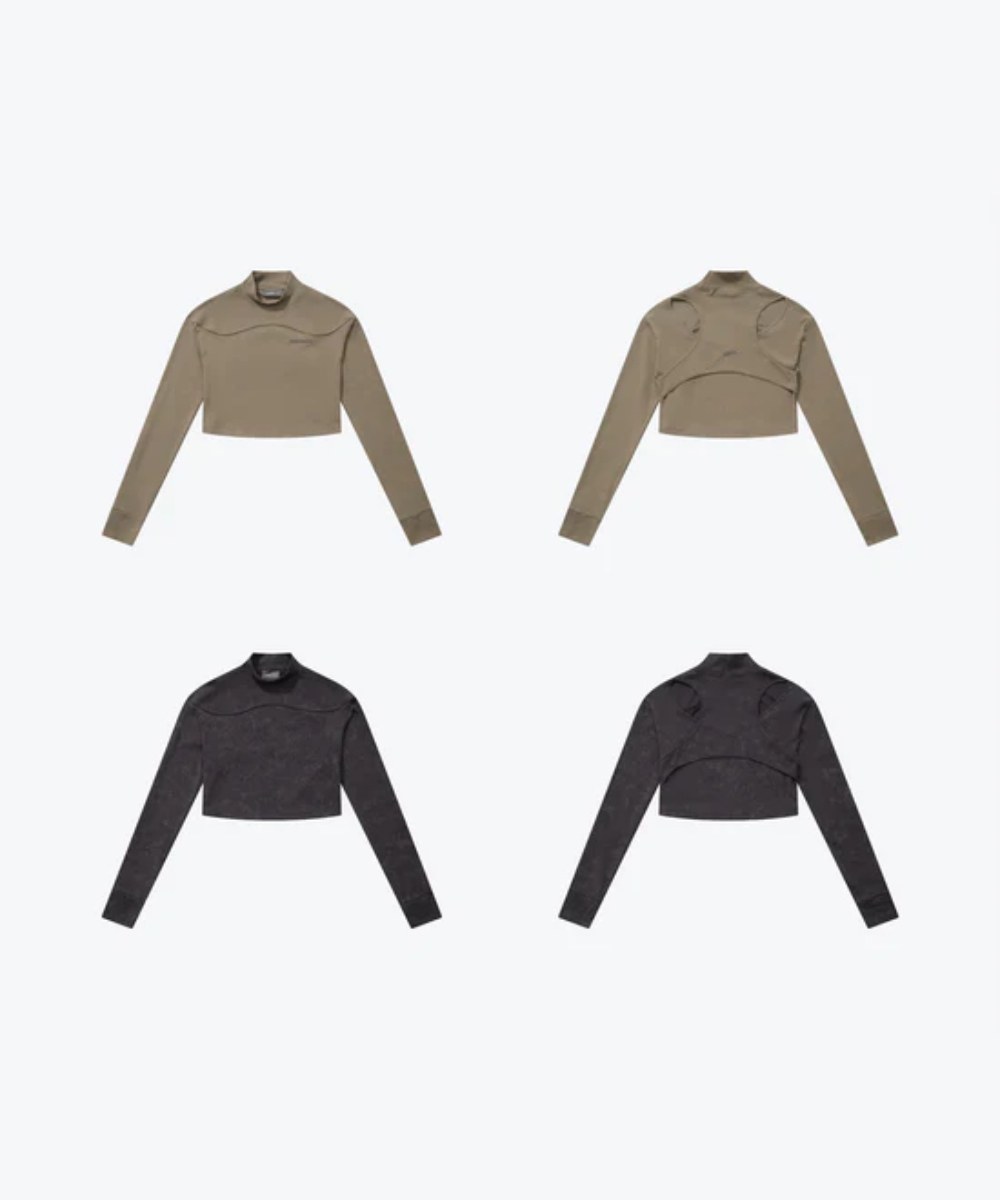 微高領長袖上衣 Racerback Hollow LS