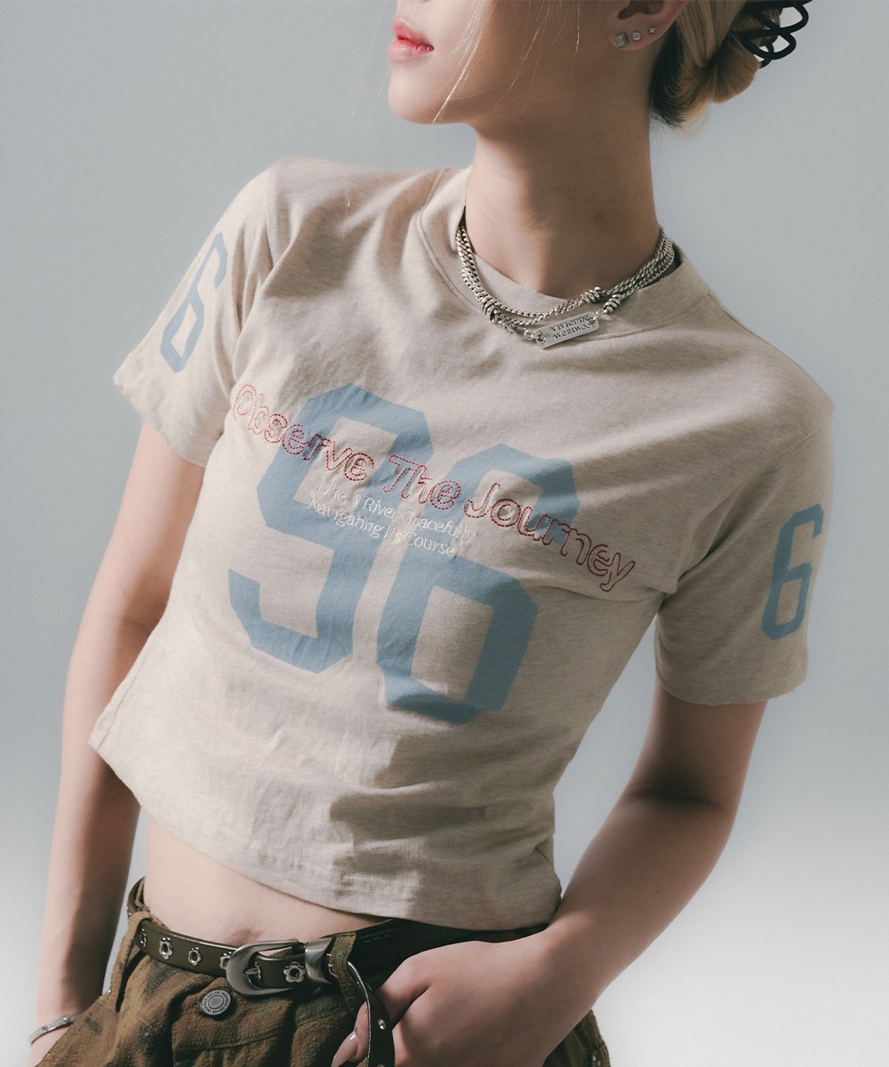 短版印花上衣 Football Crop Tee