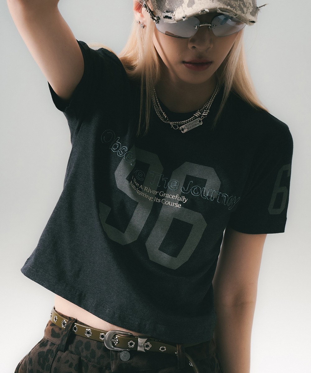 短版印花上衣 Football Crop Tee