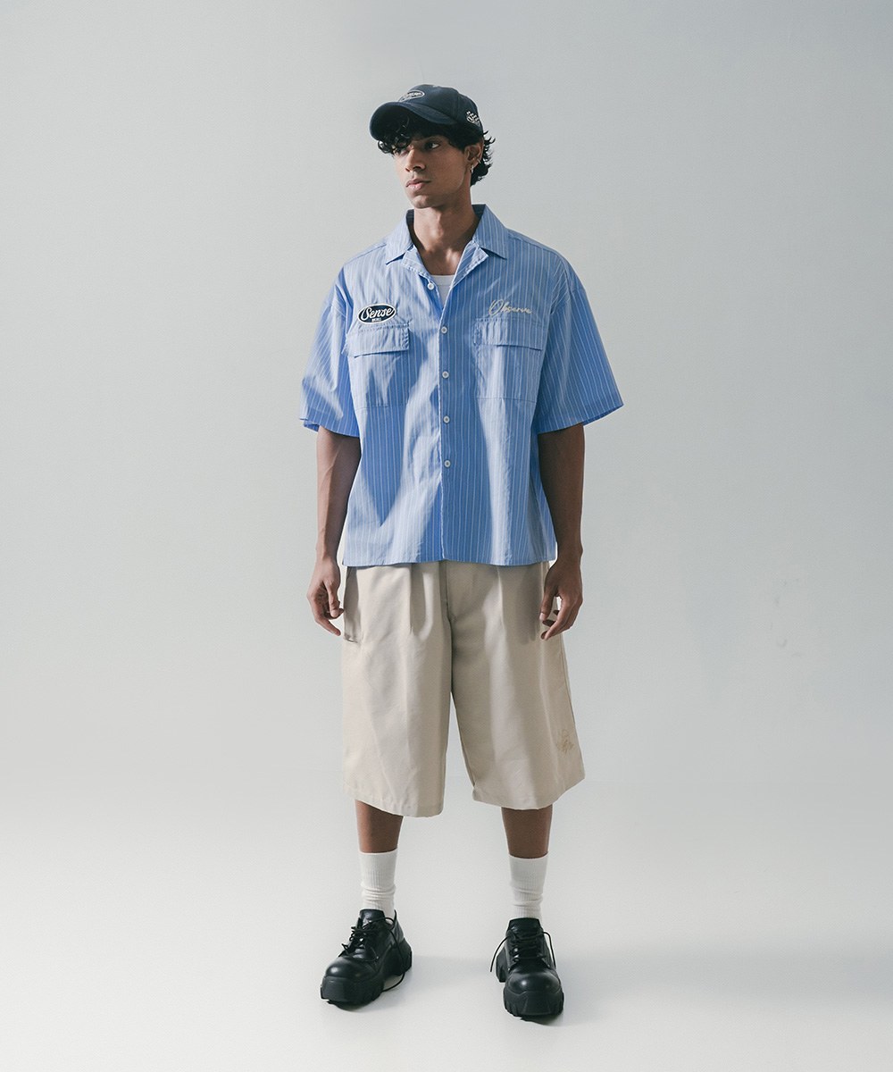 古巴領條紋襯衫 Short Cut Stripe Shirt