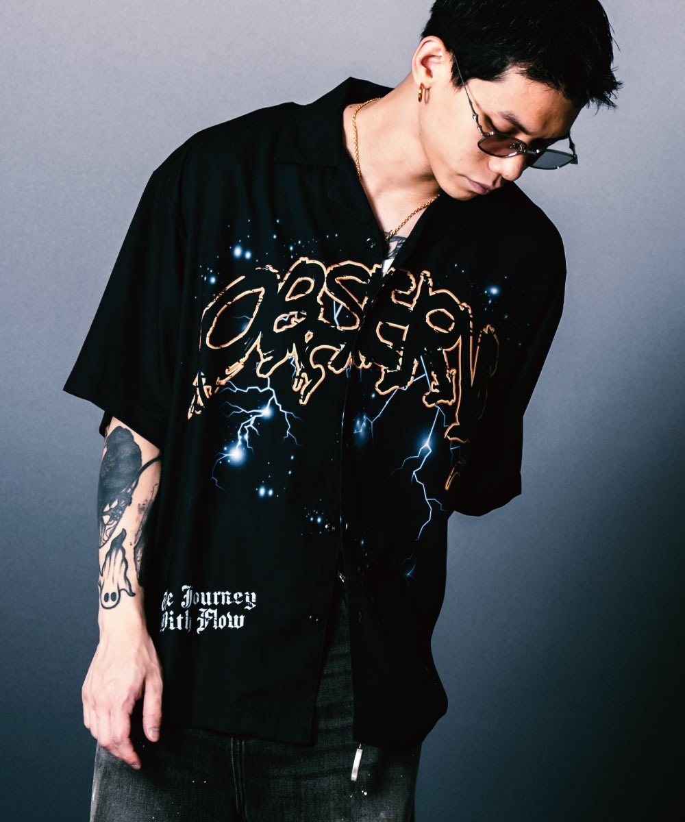 閃電圖案開領襯衫 Thunder Light Print Shirt