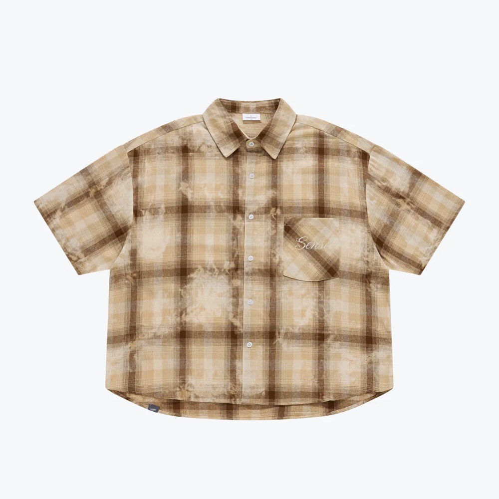 寬版水洗襯衫 Boxy Washed Clreck Shirt