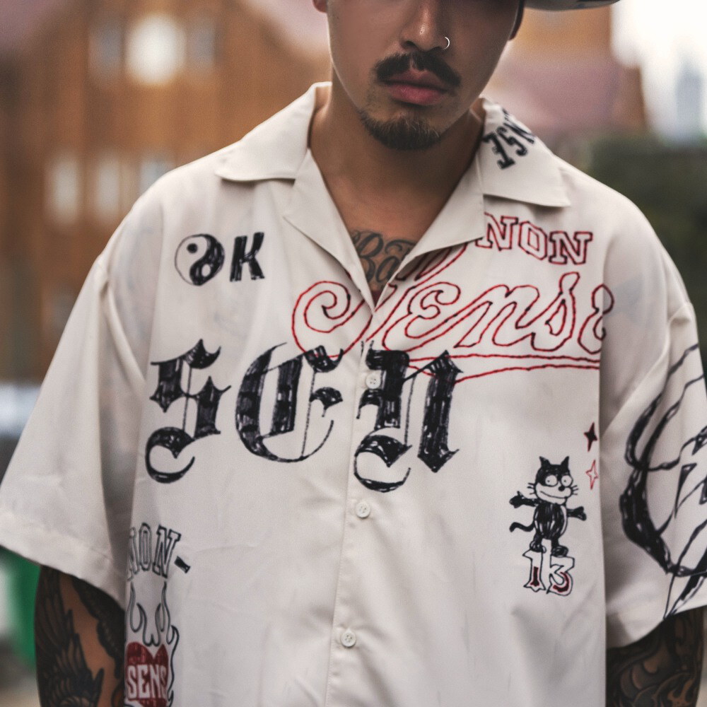sense x Katol 聯名塗鴉襯衫 Graffiti Sketch Camp Shirt