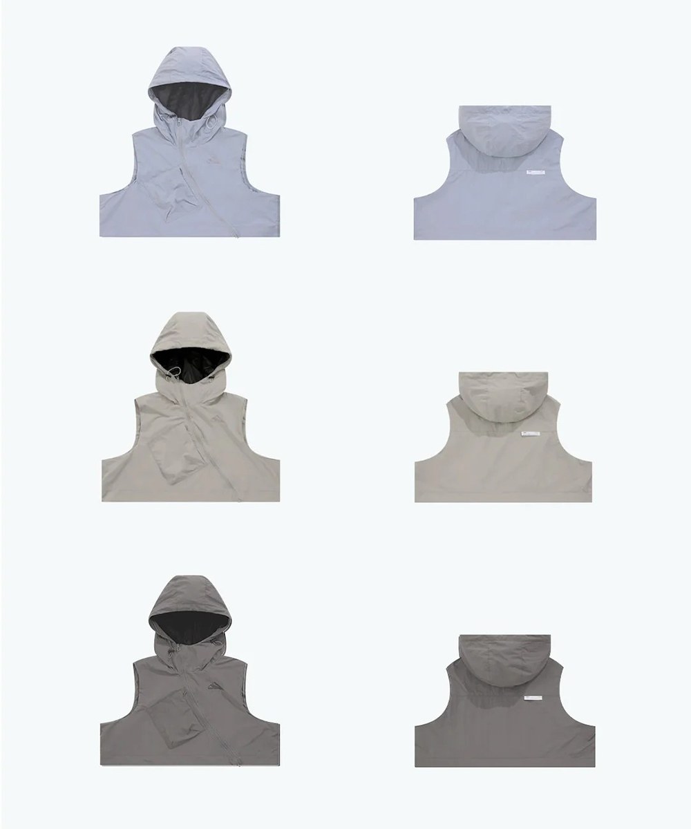 連帽背心外套 Diagonal Zipper Vest