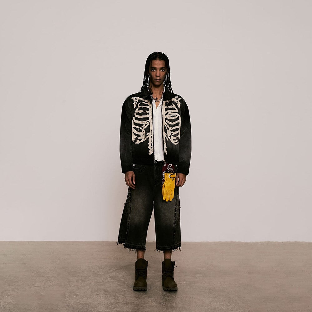 骨骼拼布外套 Bone Patch Sulfur Dye Jacket