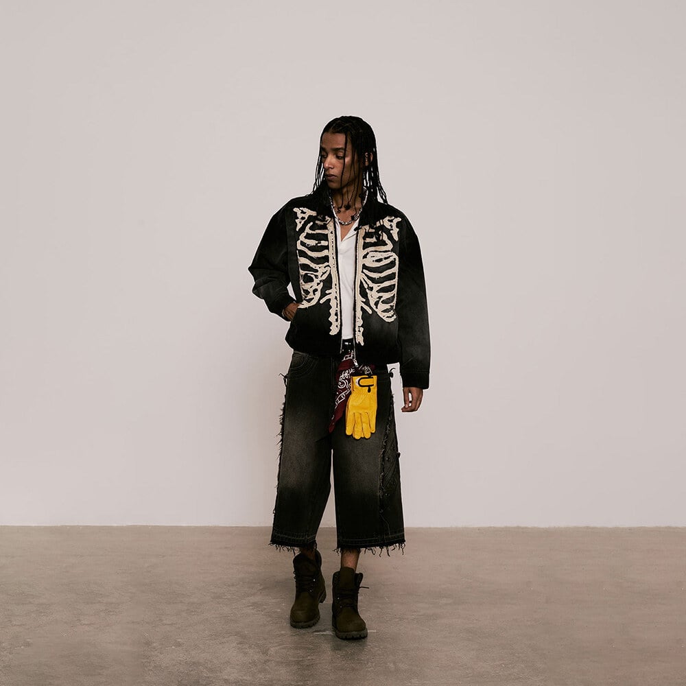 骨骼拼布外套 Bone Patch Sulfur Dye Jacket