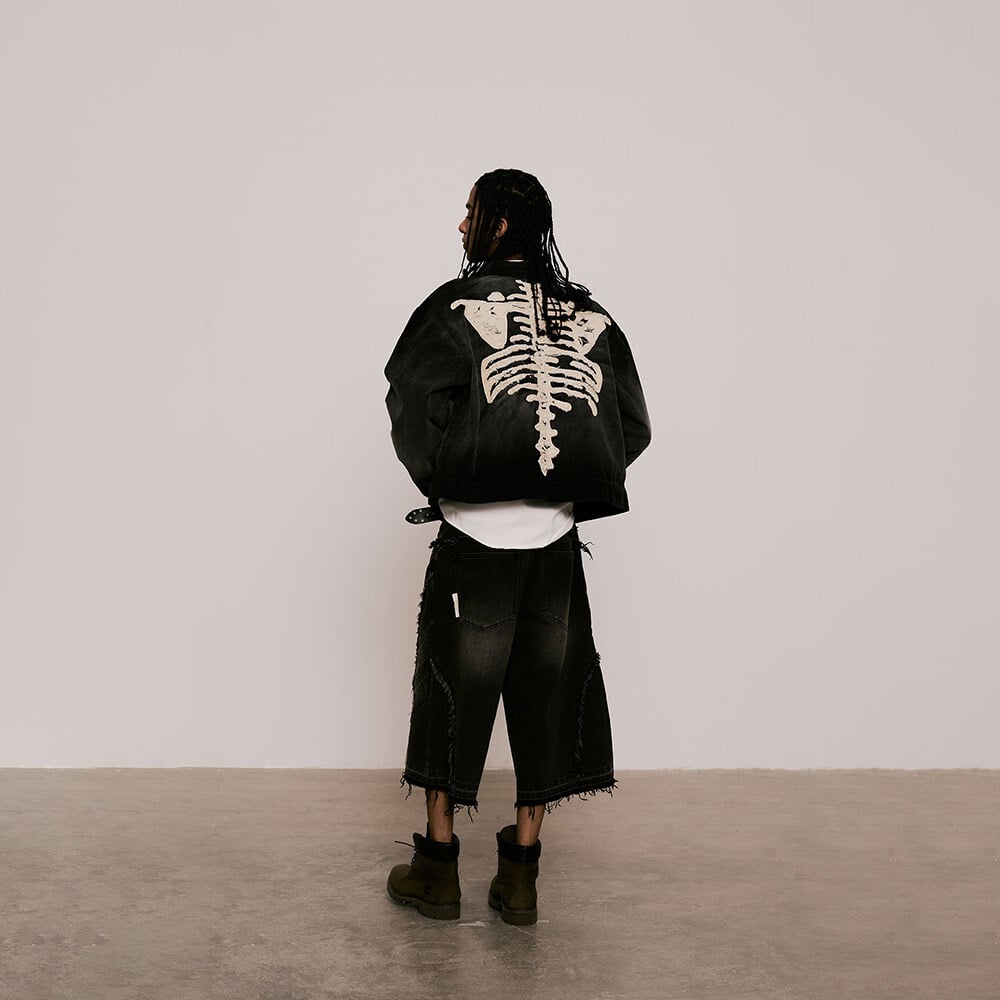 骨骼拼布外套 Bone Patch Sulfur Dye Jacket