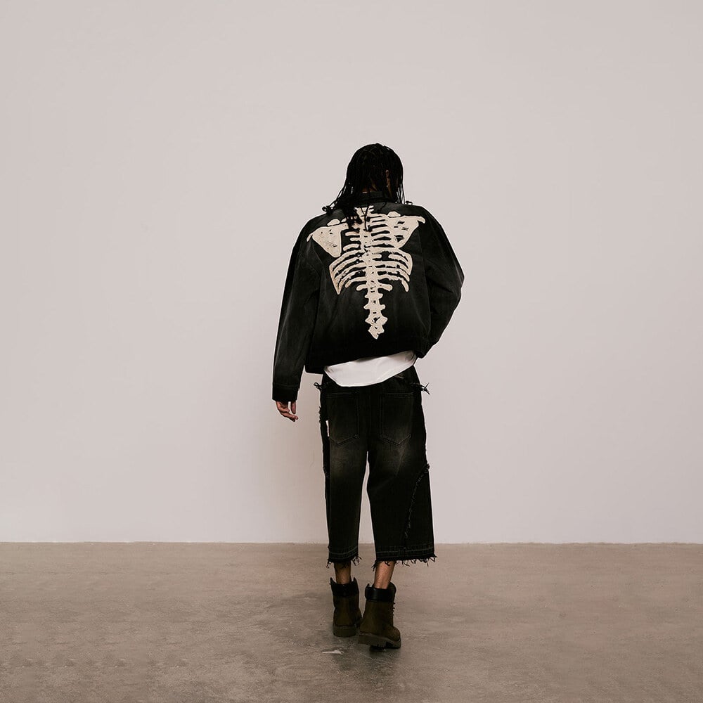 骨骼拼布外套 Bone Patch Sulfur Dye Jacket