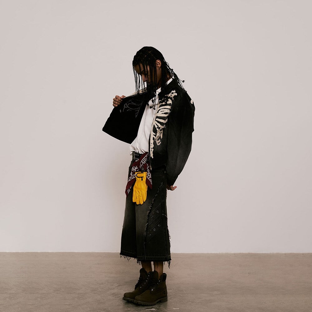 骨骼拼布外套 Bone Patch Sulfur Dye Jacket