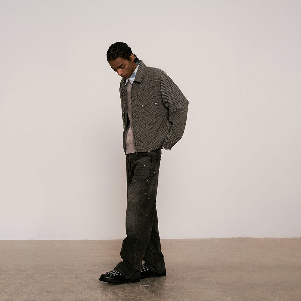 刺繡格紋外套 Embroidered Plaid Jacket