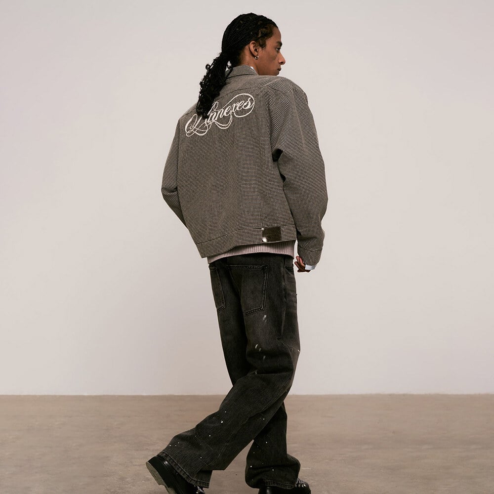 刺繡格紋外套 Embroidered Plaid Jacket