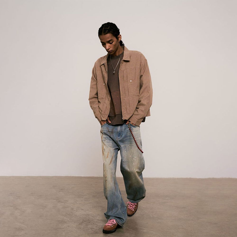 刺繡格紋外套 Embroidered Plaid Jacket