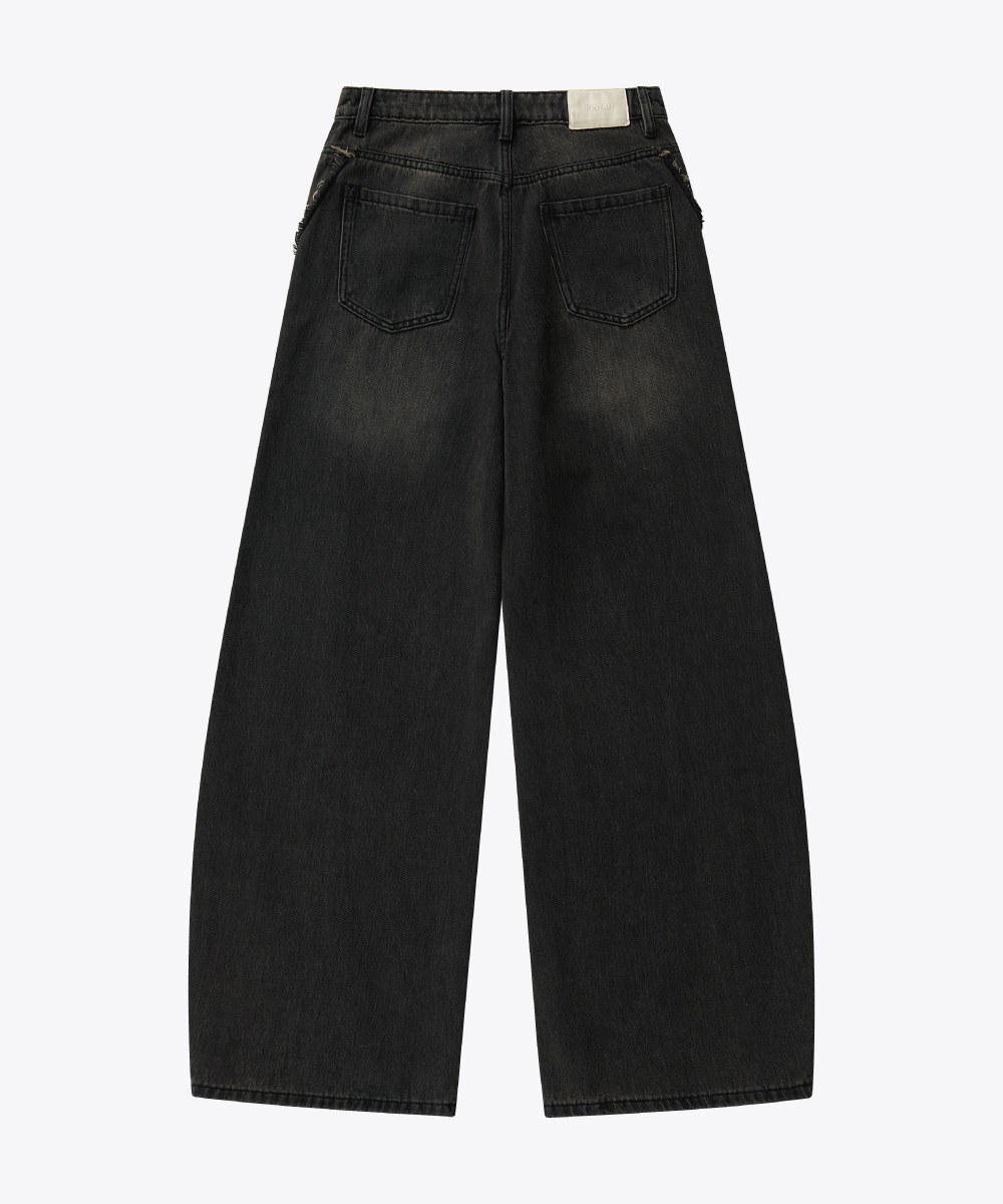 彎刀水洗牛仔長褲 Twist Seam Baggy Denim Jeans