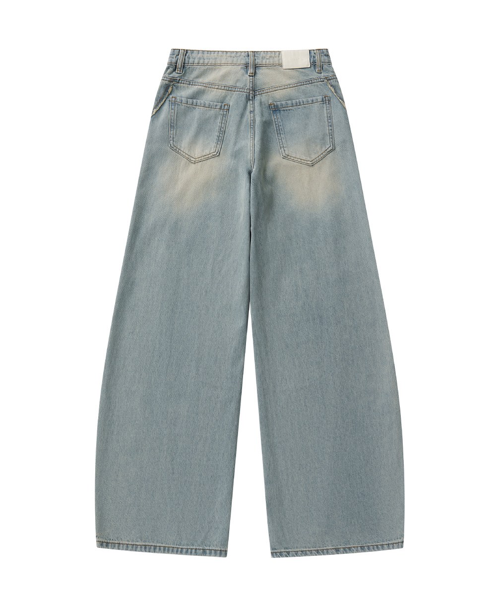 彎刀水洗牛仔長褲 Twist Seam Baggy Denim Jeans
