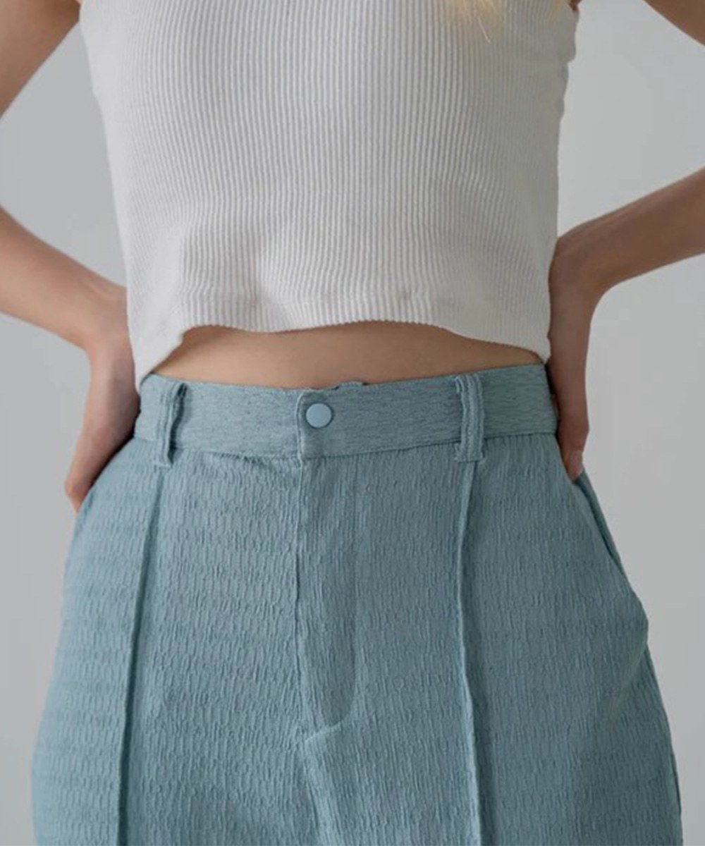 側開岔打褶長褲 HW Seersucker Pant