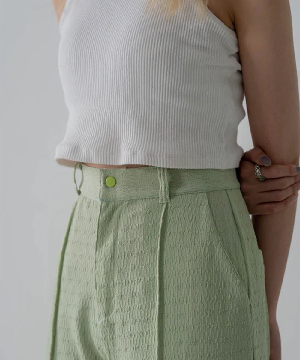 側開岔打褶長褲 HW Seersucker Pant