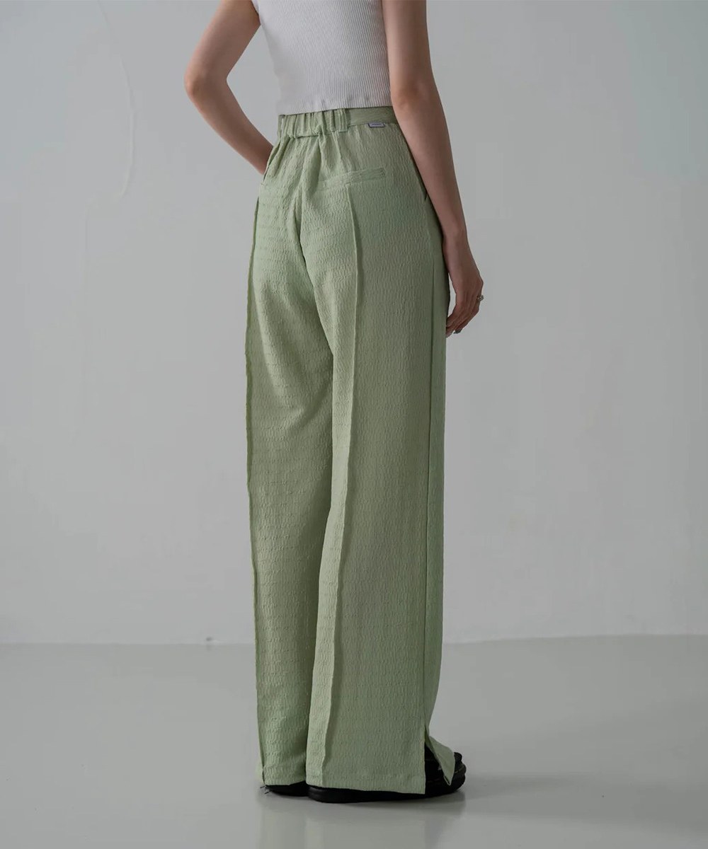側開岔打褶長褲 HW Seersucker Pant