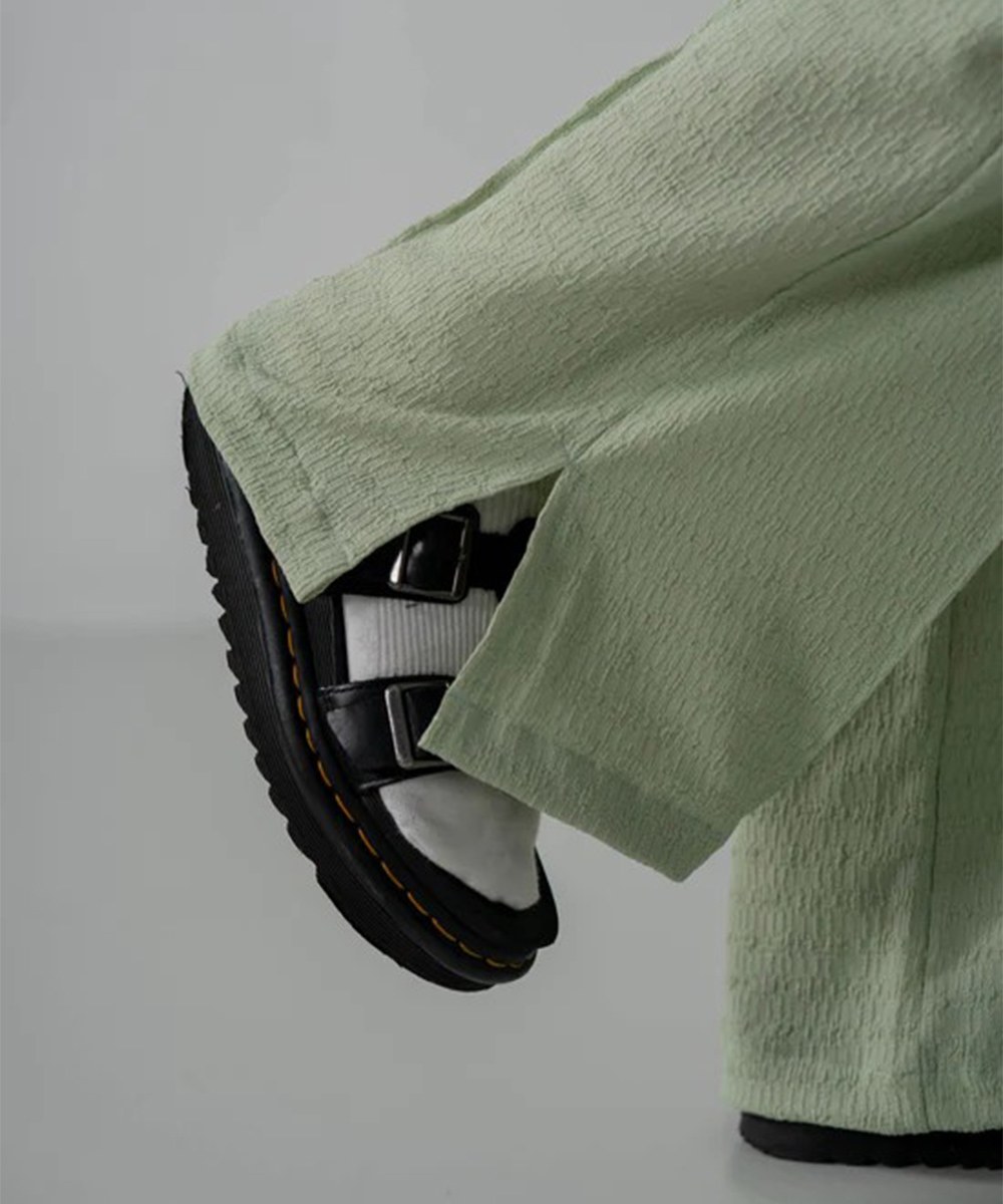 側開岔打褶長褲 HW Seersucker Pant