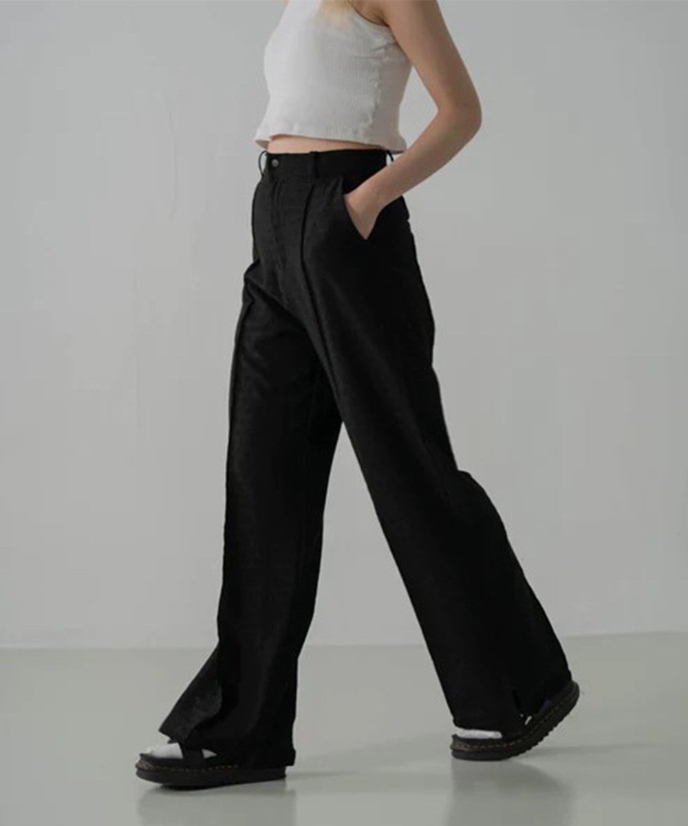 側開岔打褶長褲 HW Seersucker Pant