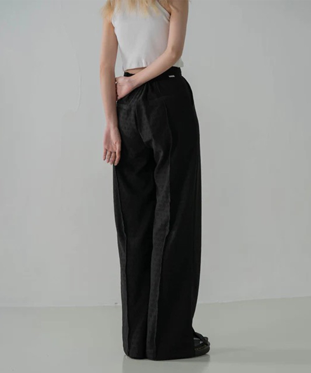 側開岔打褶長褲 HW Seersucker Pant