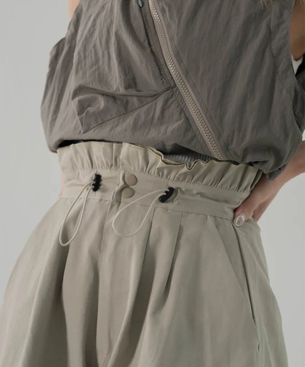 傘形抽繩長褲 Waffle High Waist Pants