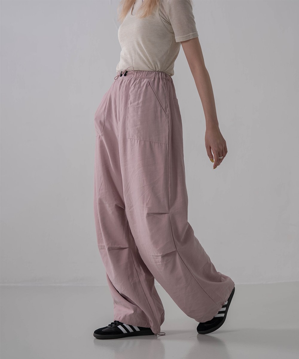 抽繩工裝褲 Wide Cut Cargo Pants Pink