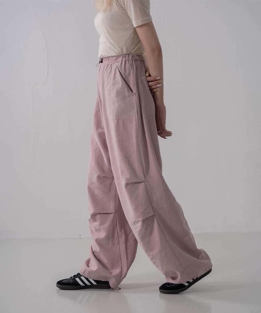 抽繩工裝褲 Wide Cut Cargo Pants Pink