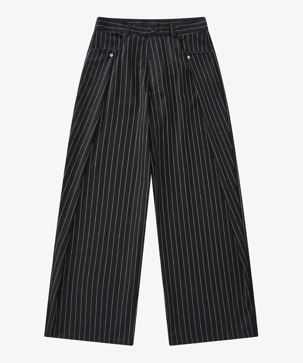 條紋西裝褲 Pleated Wide Leg Stripe Trousers