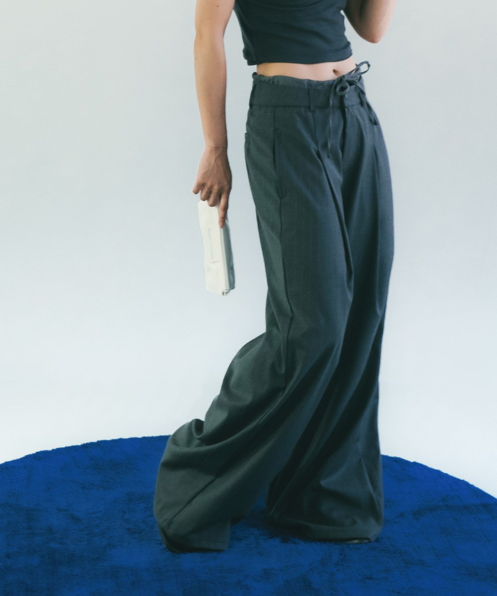 條紋直筒長褲 Double Layer Straight Trousers