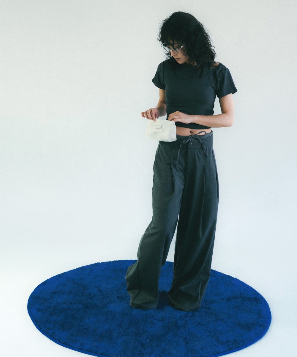 條紋直筒長褲 Double Layer Straight Trousers