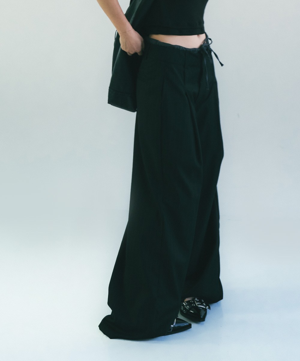 條紋直筒長褲 Double Layer Straight Trousers