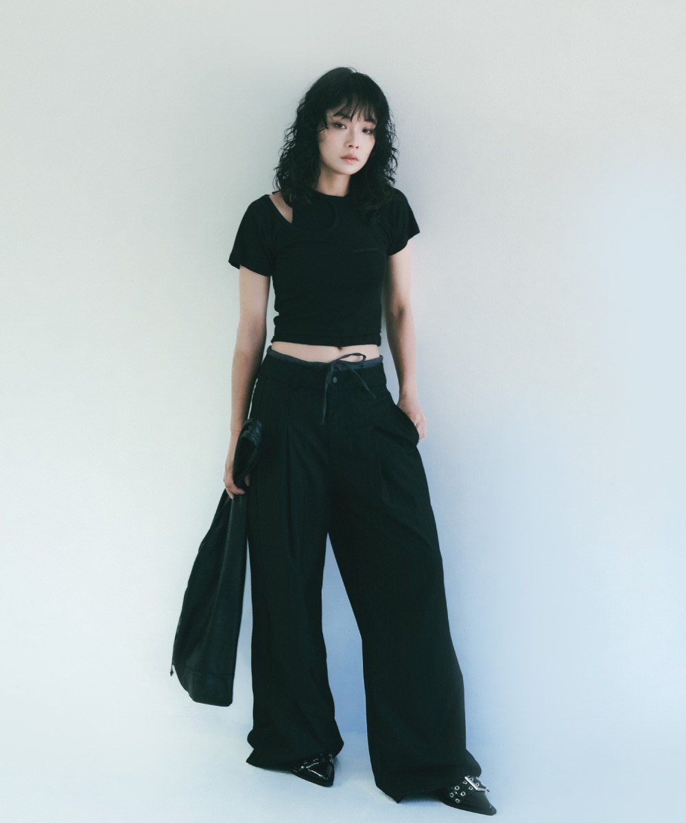 條紋直筒長褲 Double Layer Straight Trousers