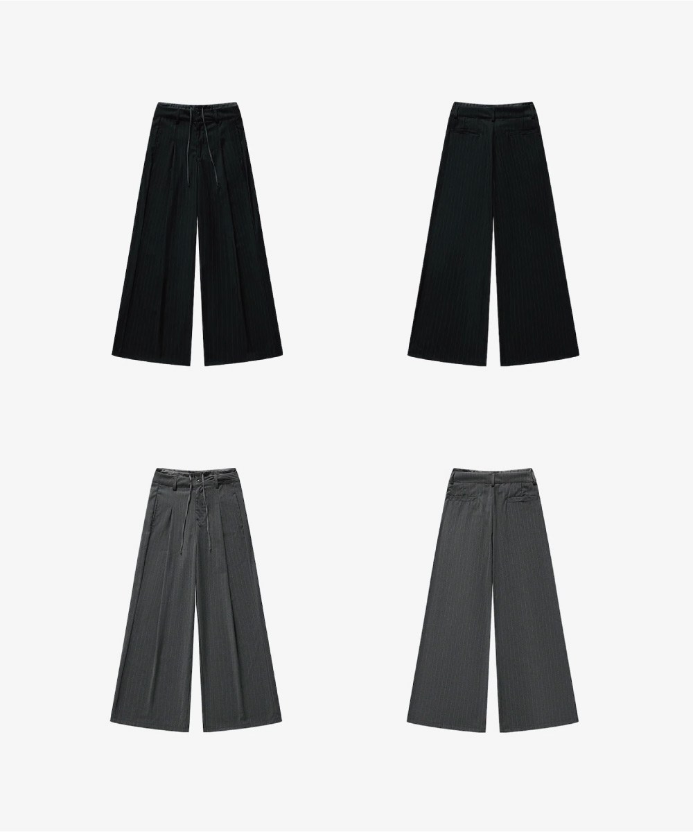 條紋直筒長褲 Double Layer Straight Trousers