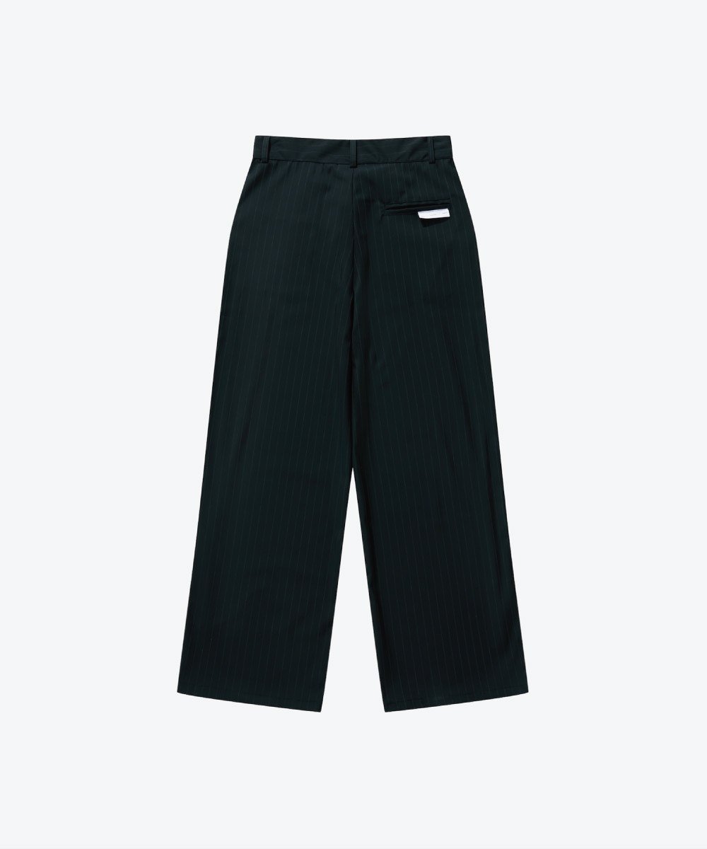 寬鬆條紋西褲 Pleated Dark Stripe Wide Trousers