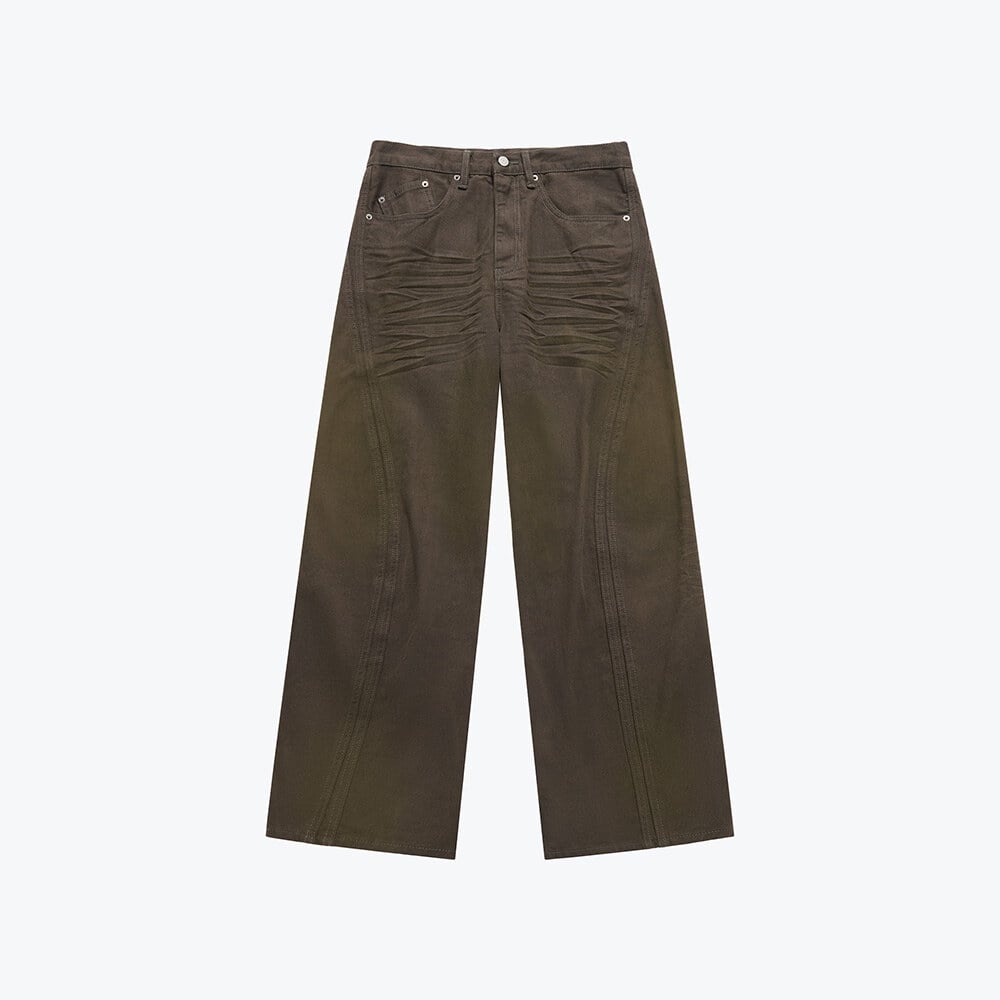 水洗弧形褲 Dark Wash Curved Pants