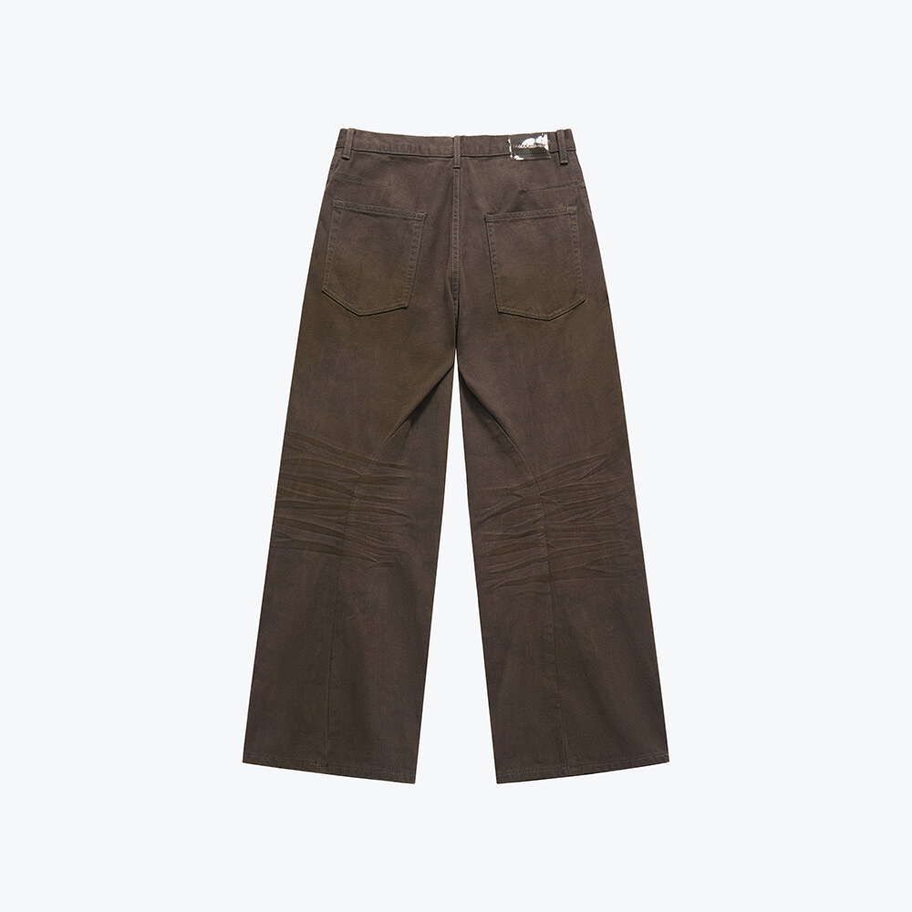 水洗弧形褲 Dark Wash Curved Pants