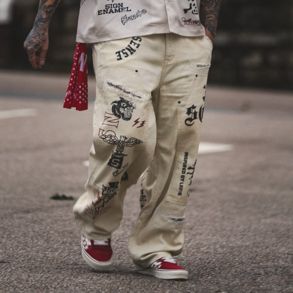 sense x Katol 聯名塗鴉長褲 Graffiti Mud-Painter Pants
