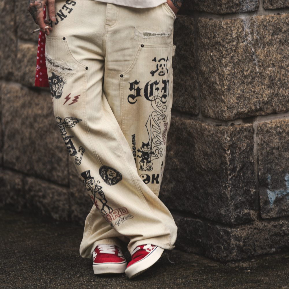 sense x Katol 聯名塗鴉長褲 Graffiti Mud-Painter Pants