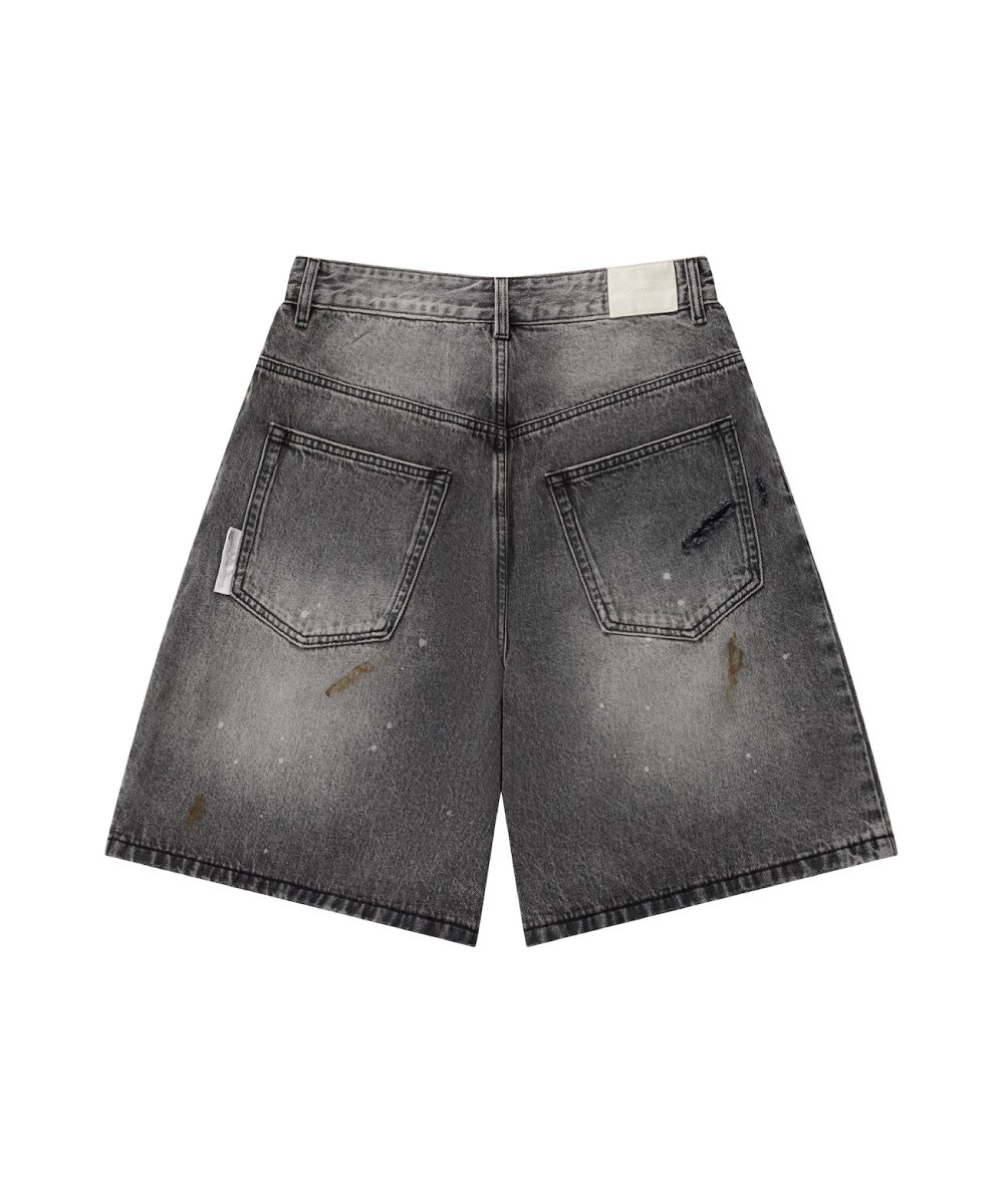 五分丹寧短褲 Destory Wash Denim Shorts